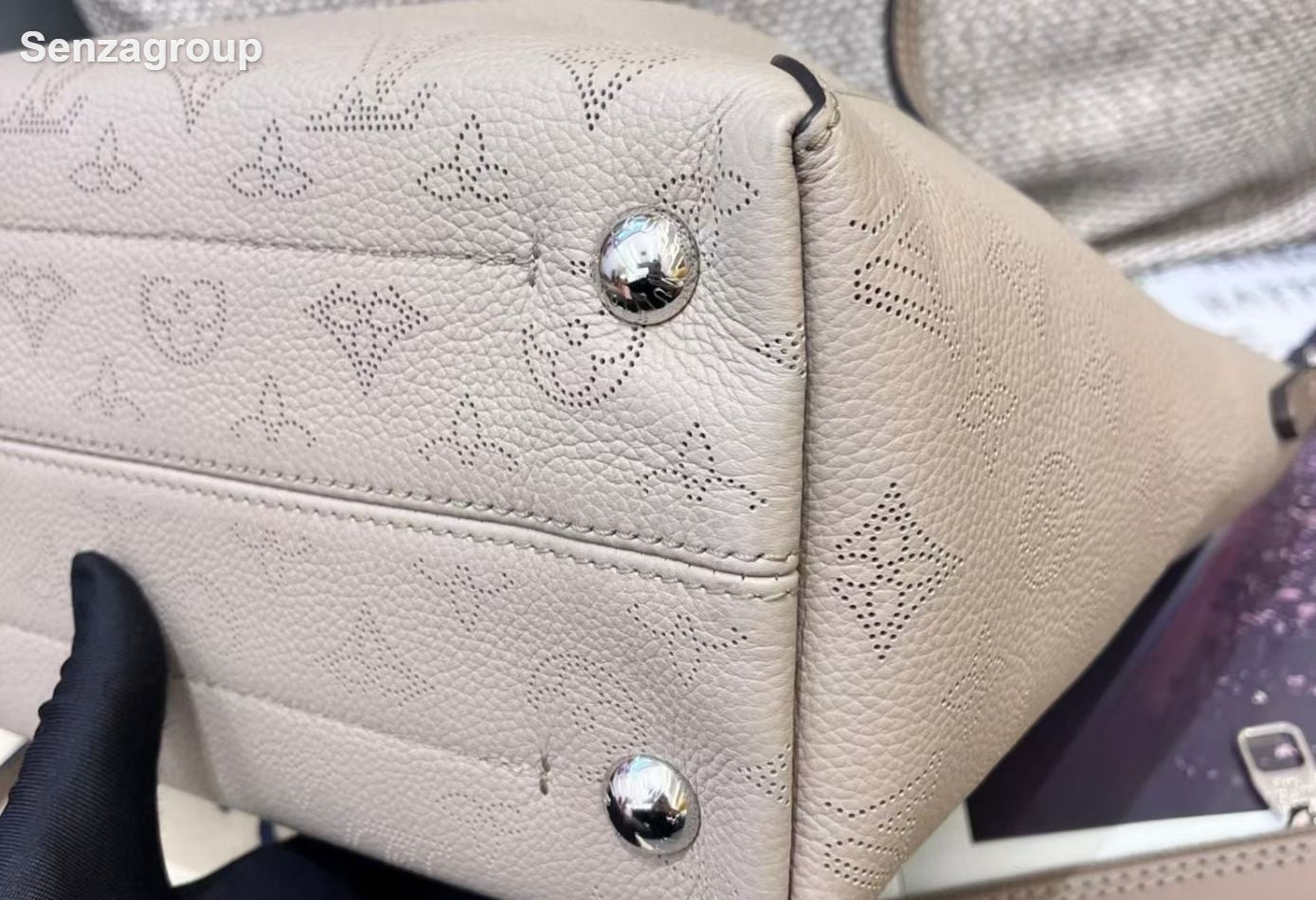 Louis Vuitton Hina Monogram Top Handle Crossbody Gray Silver Women Classic