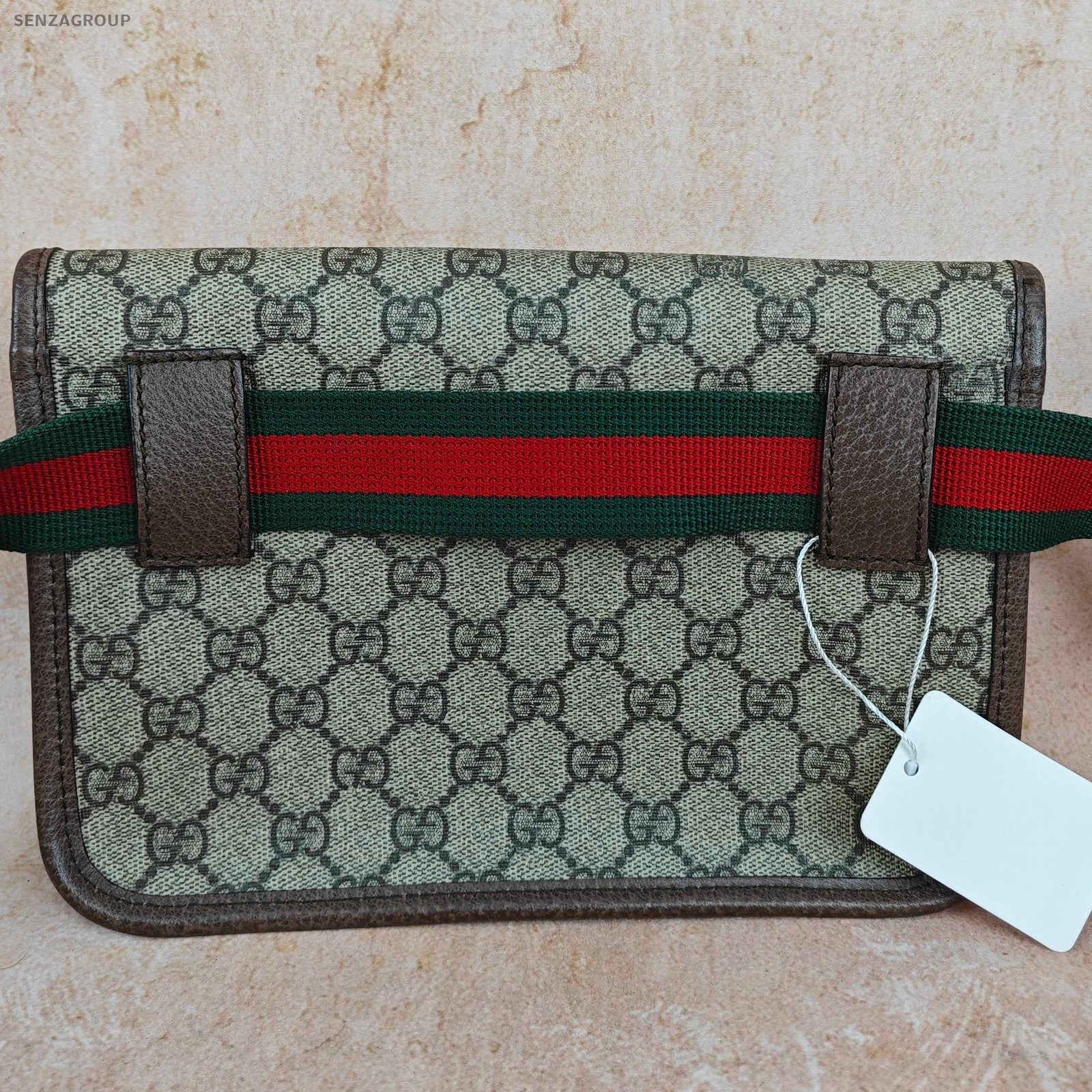 Gucci GG Supreme Brown Shoulder Crossbody Bag Gold Buckle Women Classic