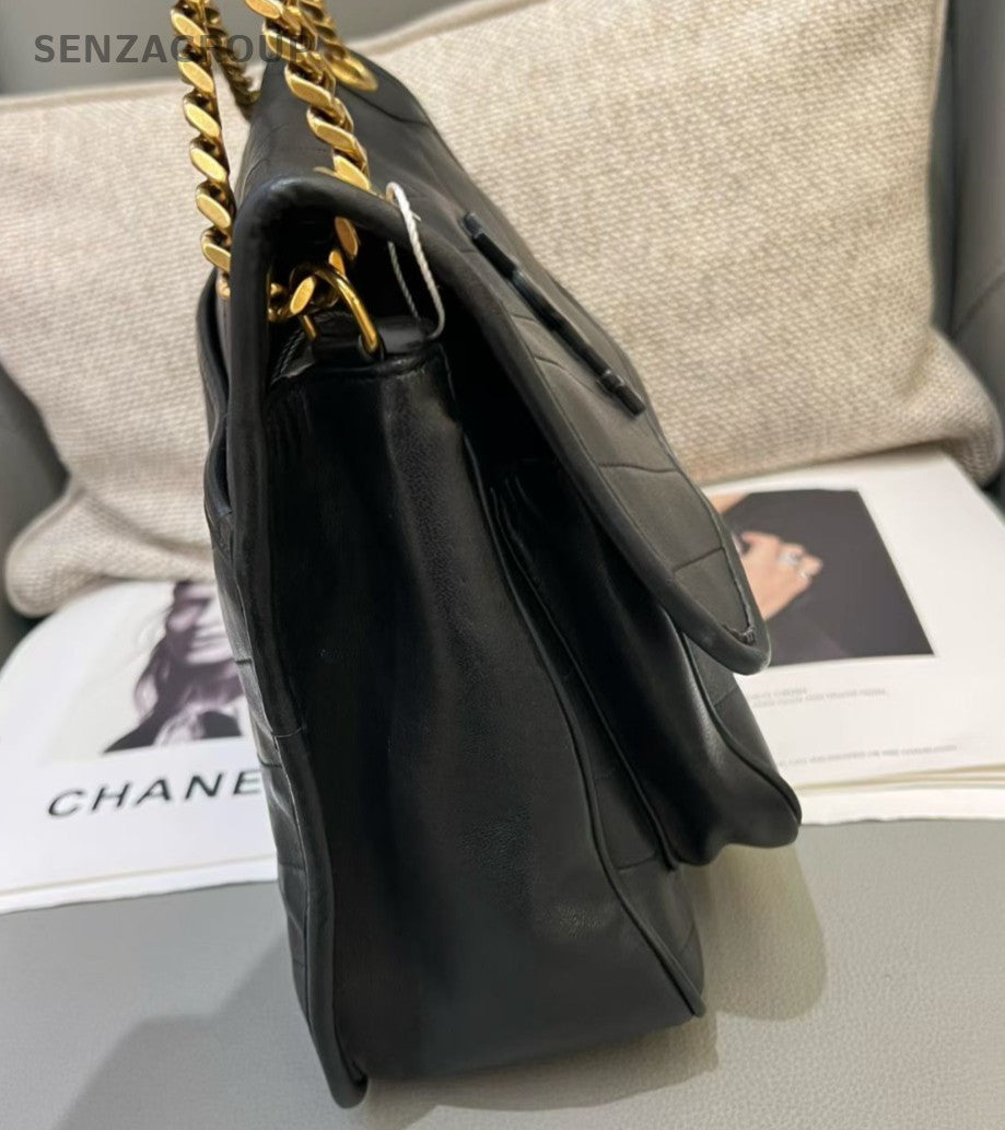 Saint Laurent Niki MM Chain Shoulder Bag Black Gold Used Women Classic Fashion