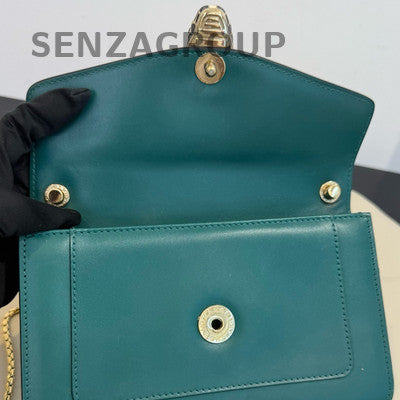 Bvlgari Small Green Serpenti Forever Bag with Gold Chain Strap