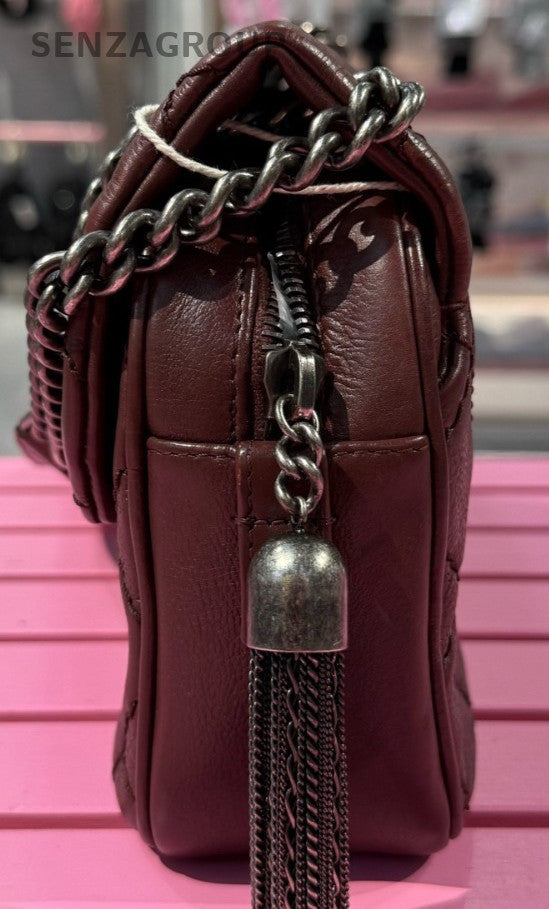 Chanel Classic Flap Calfskin Vintage Chain Shoulder Bag Crossbody Red Women