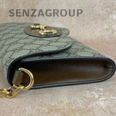 Gucci Horsebit 1955 Envelope WOC Chain Shoulder Bag Brown Gold Women