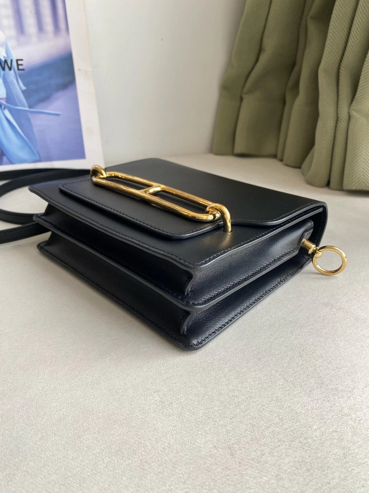 Hermes Roulis19 Black Gold Shoulder Crossbody Bag For Women
