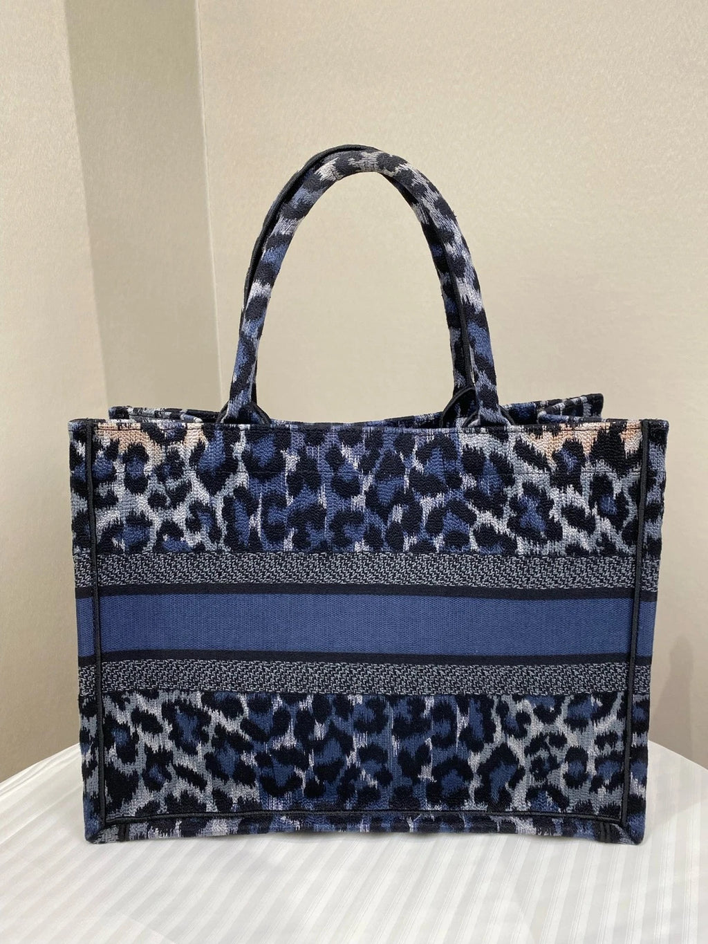 Authentic Dior Leopard Print Medium Book Tote Handbag For Women