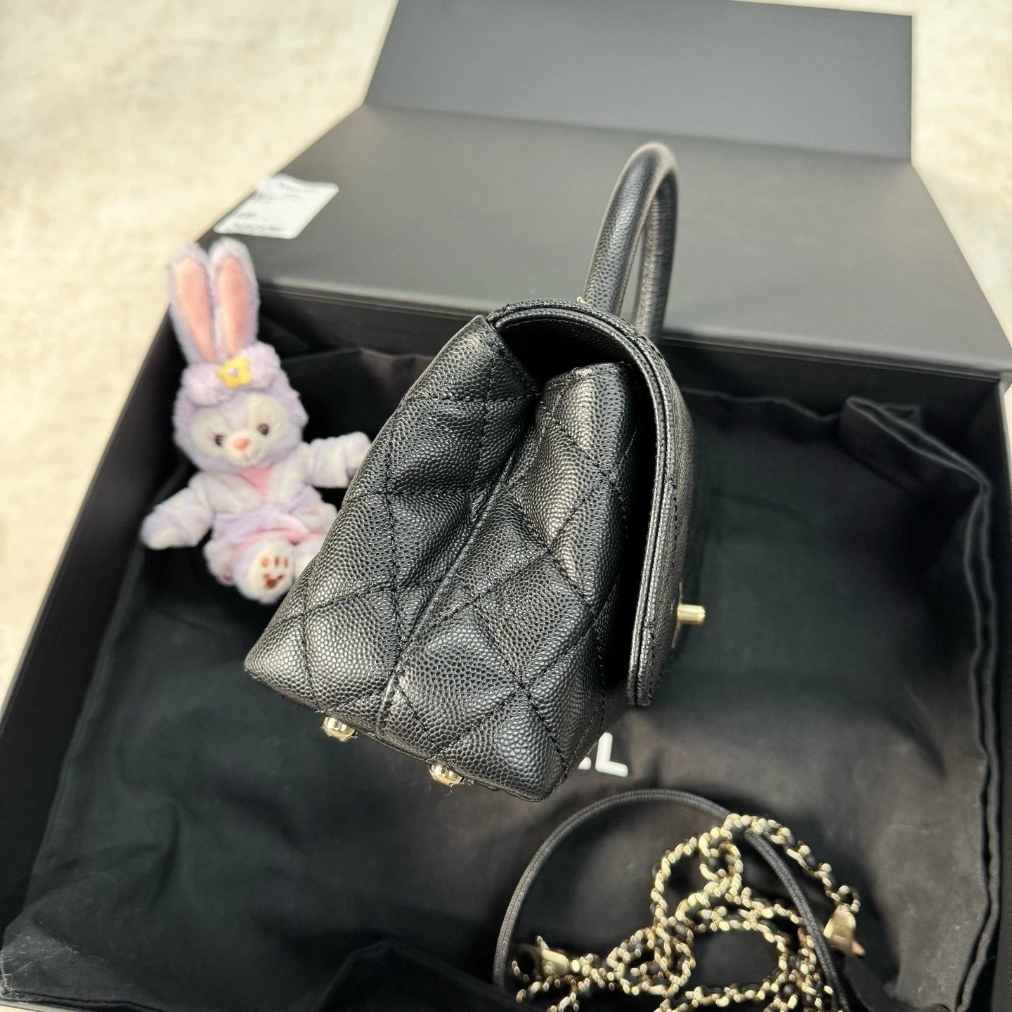 New CHANEL Coco Handle Mini Black Leather Top Handle Bag For Women