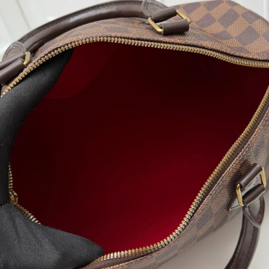 Louis Vuitton Speedy 30 Monogram Tote Top Handle Crossbody Brown Unisex