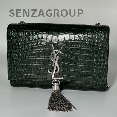 Saint Laurent YSL Kate Small Tassel Chain Shoulder Bag Green Silver