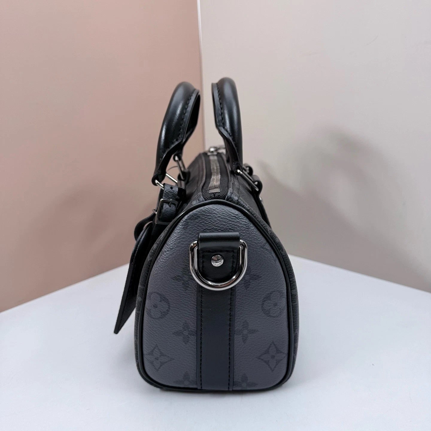 Louis Vuitton Keepall25 Monogram Top Handle Crossbody Black Silver Unisex