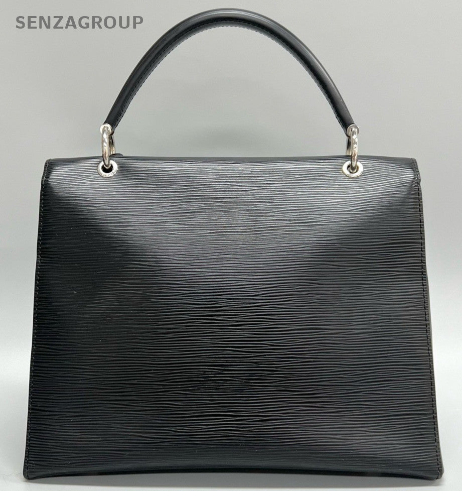 Louis Vuitton Grenelle MM Epi Top Handle Bag Crossbody Black Silver Women
