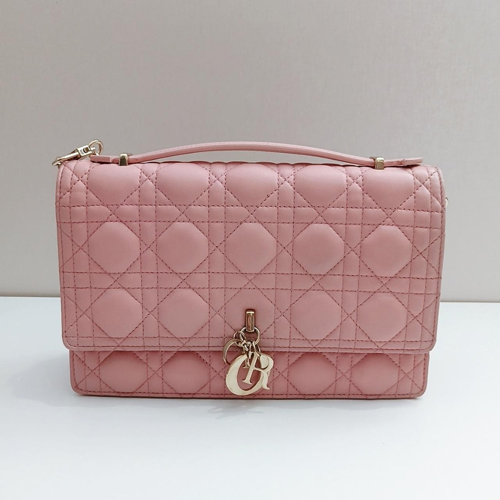 SJ0001  Dior leather top handle bag Miss Cannage stitching