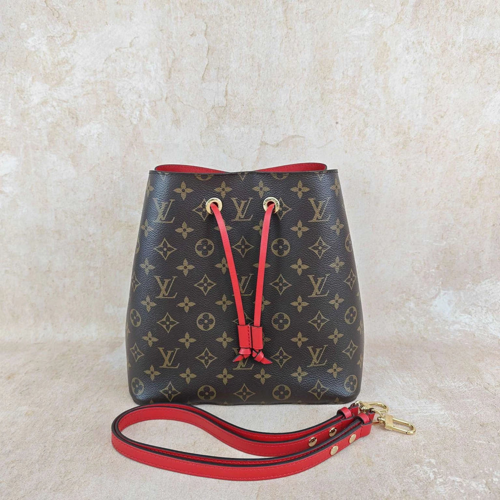 Louis Vuitton NEONOE Monogram Canvas Red Bucket Bag For Women