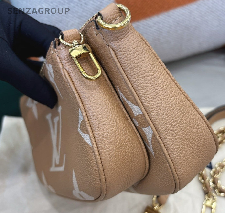 Louis Vuitton Monogram Chain Shoulder Bag Crossbody Beige Gold Women Classic