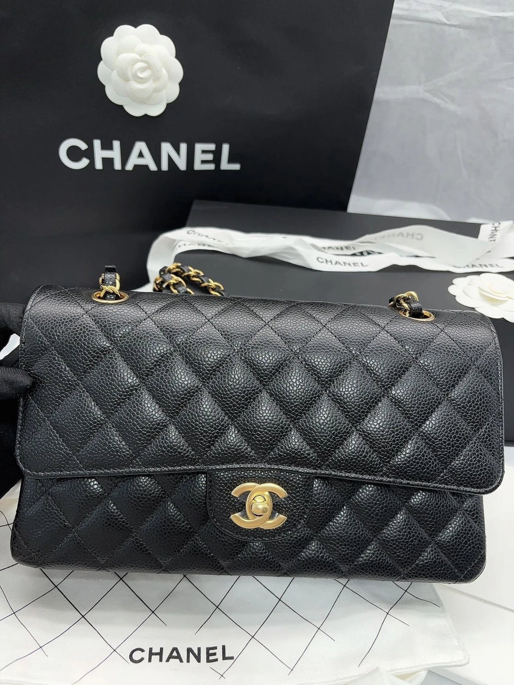 Chanel CF Medium Black Leather Shoulder Bag For Women