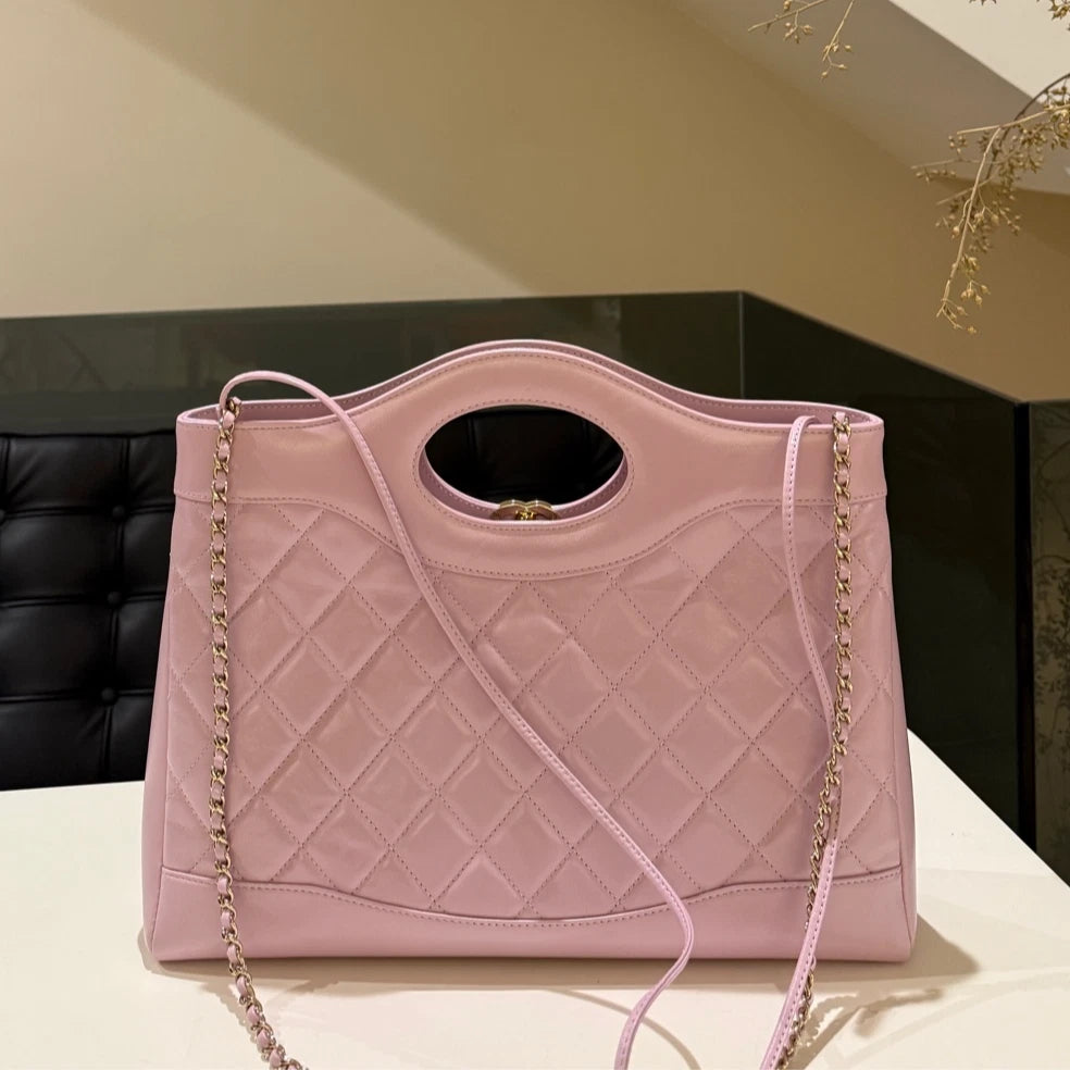 Chanel 31bag Diamond Chain Top Handle Crossbody Pink Gold Women