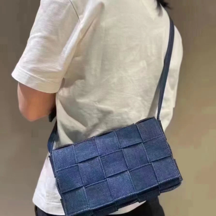 Bottega Veneta Cassette Denim Shoulder Crossbody Bag Blue Women Fashion