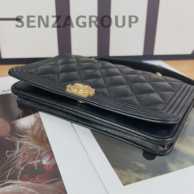 Chanel Black Gold Le Boy WOC Chain Shoulder Crossbody Bag