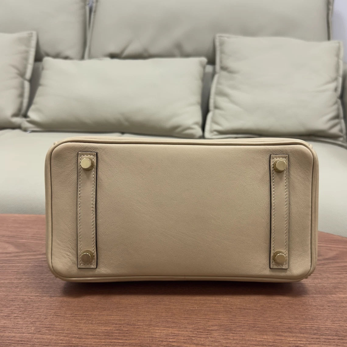 Hermes Birkin25 Swift Top Handle Bag Gray Gold Women Classic Fashion