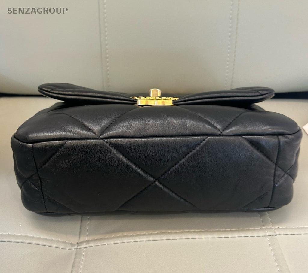 Chanel 19Bag PM Chain Shoulder Bag Black Gold Women Classic Fashion