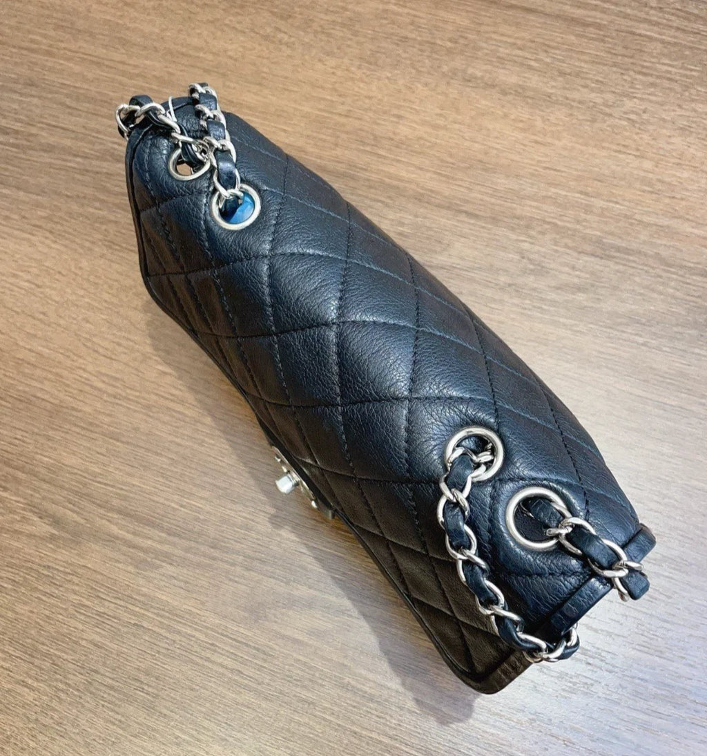 Chanel Classic Flap Diamond Black Shoulder Bag Turn Lock Women Fashion