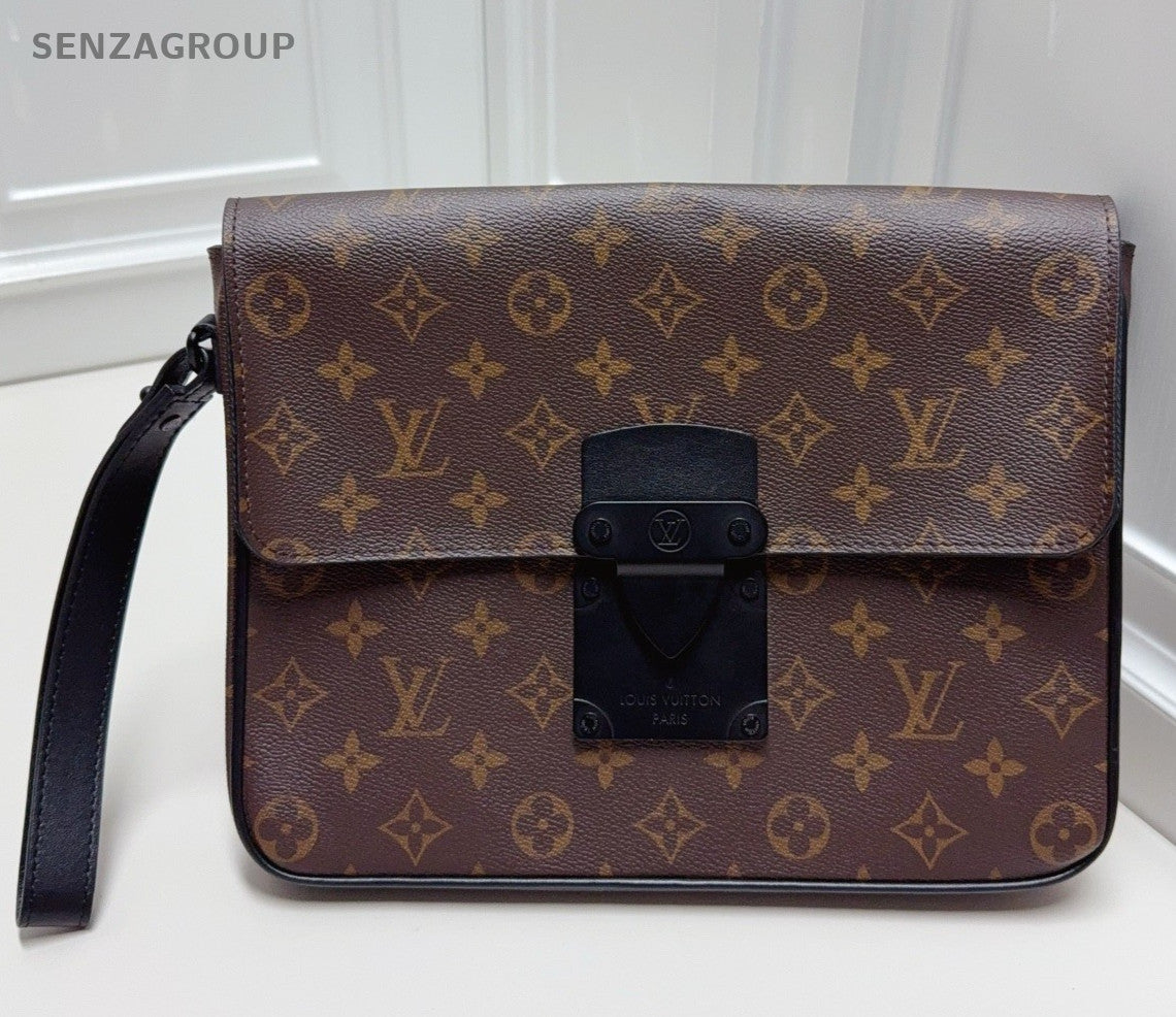 Louis Vuitton Slock Monogram Clutch Brown Used Women Classic