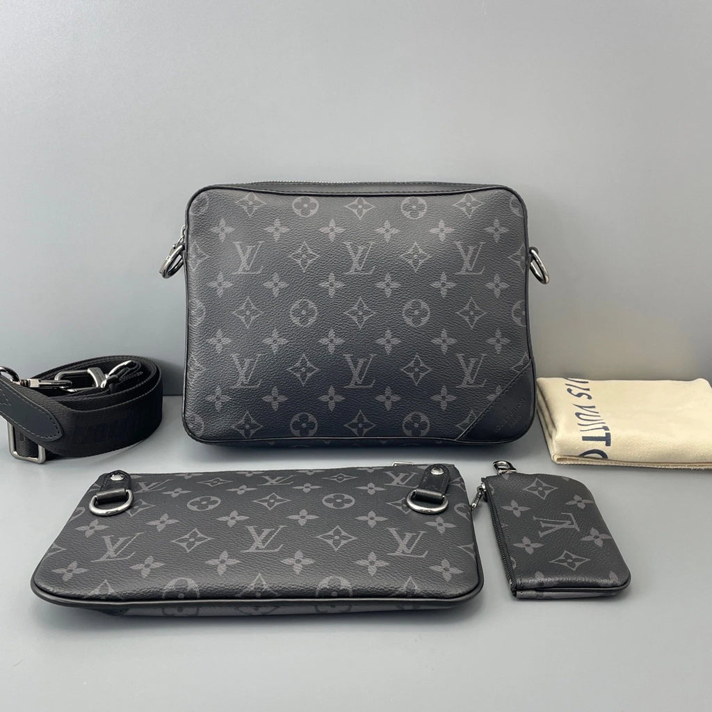 Louis Vuitton Trio Monogram Shoulder Crossbody Bag Black Silver Unisex