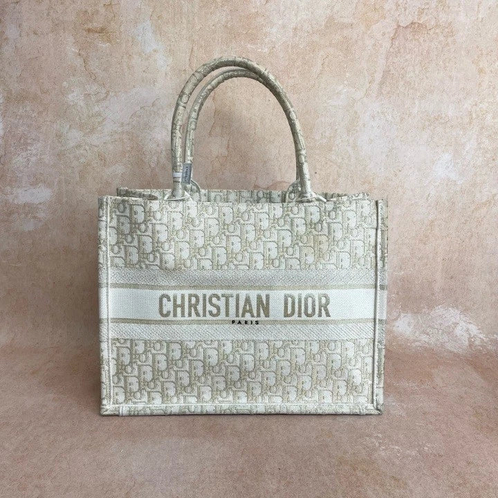 Authentic Dior Canvas Medium Book Tote Bag For Women
