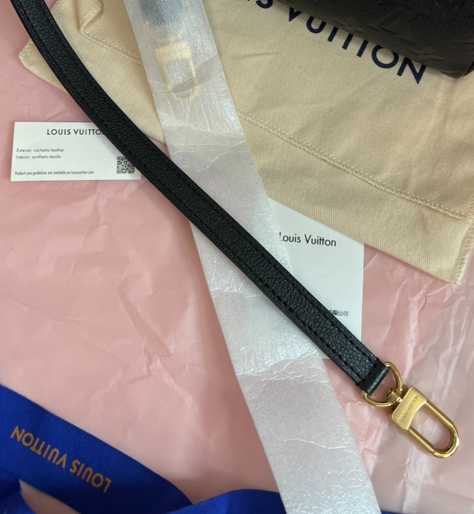 Louis Vuitton Speedy Nano Top Handle Bag Crossbody Black Gold Used Women Classic