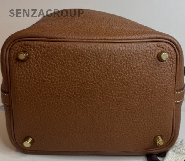 HERMES Picotin Lock Shoulder Handbag Brown Gold Used Women Classic Designer