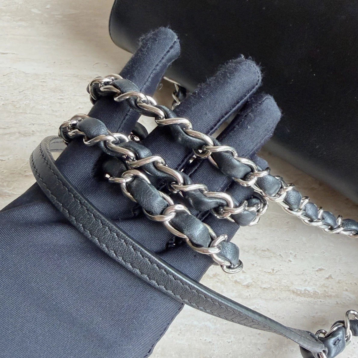 Chanel Diamond Calfskin Leather Flap Chain Shoulder Bag Silver Hardware