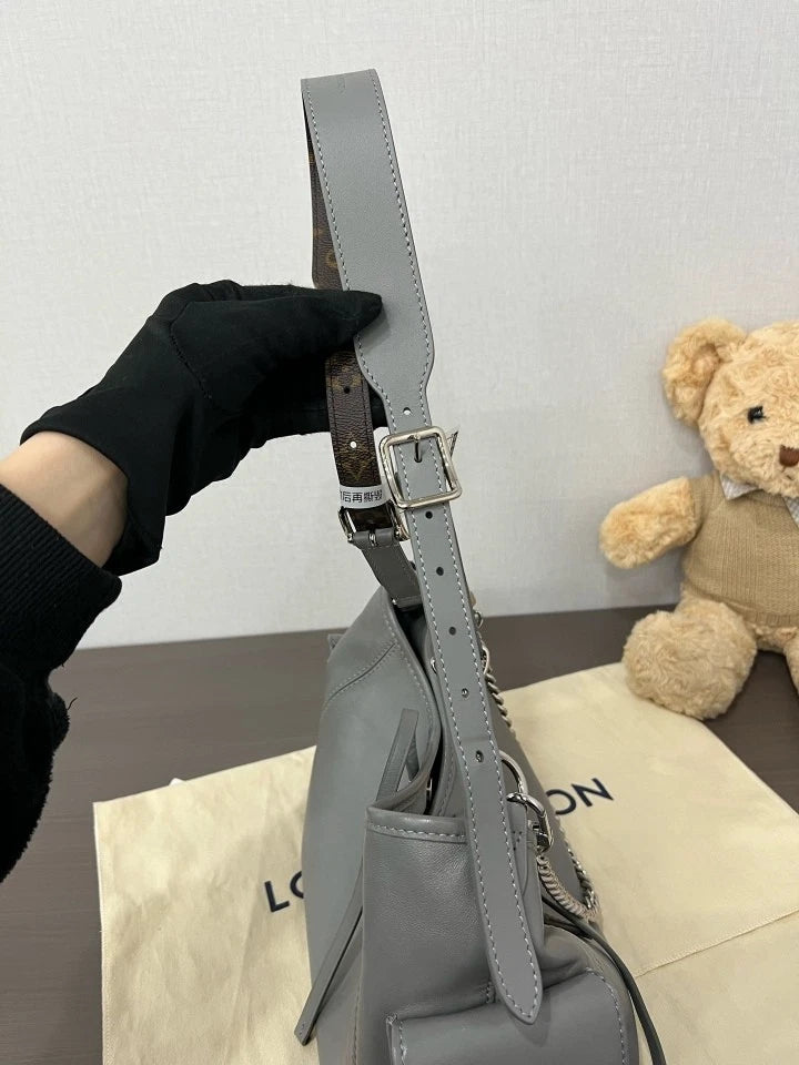 Louis Vuitton Gray Small Carry All Cargo Tote Bag For Women