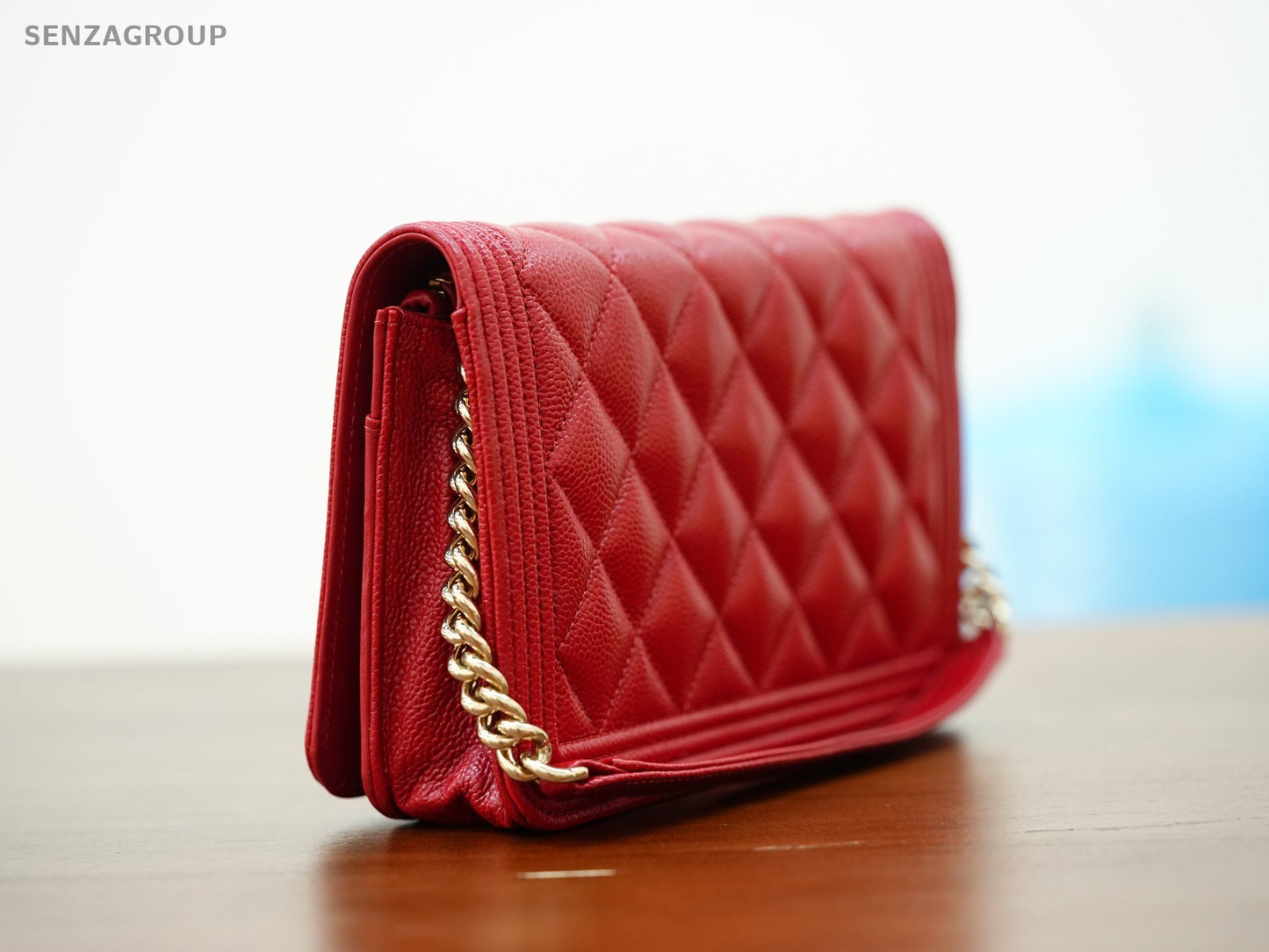 CHANEL Woc Diamond pattern Calfskin Chain Shoulder bag Women Red Gold
