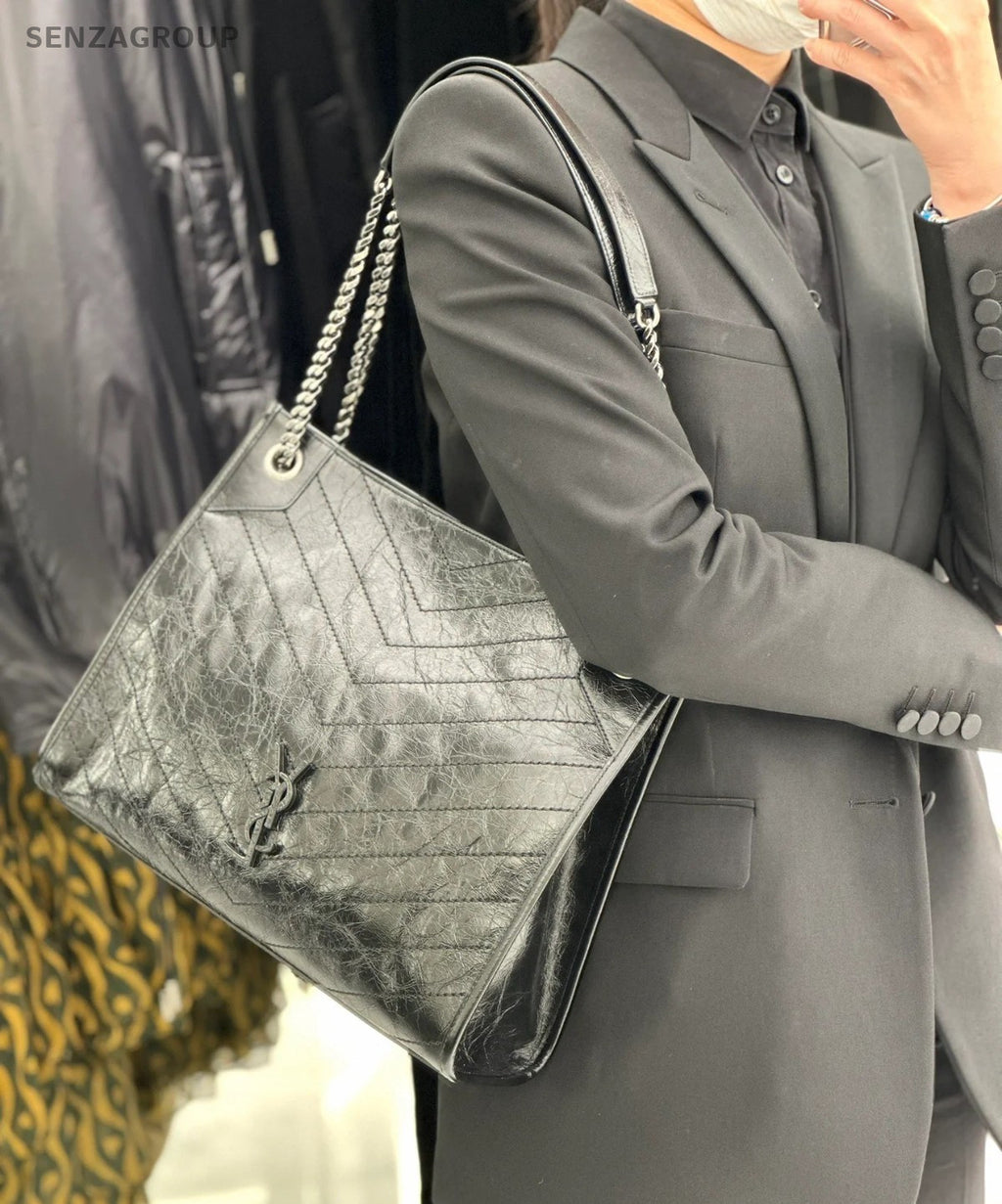 YSL Saint Laurent Niki shopping bag Oil waxed leather Chain Shoulder bag Women