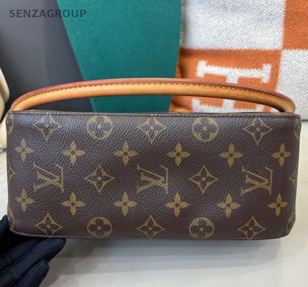 Louis Vuitton Looping Monogram Shoulder Bag Brown Gold Women Classic