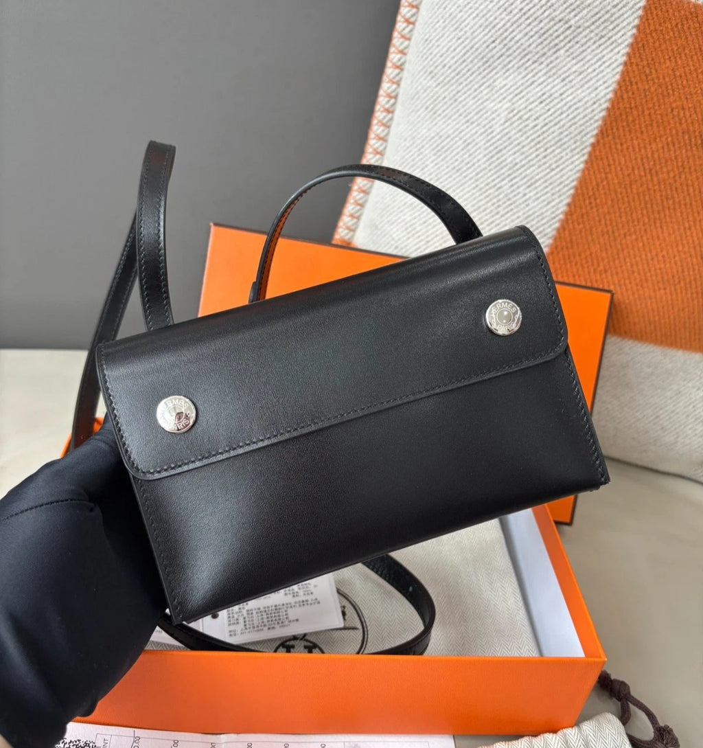 Hermes Snap Wallet Box Shoulder Bag Crossbody Bag Black Women Classic