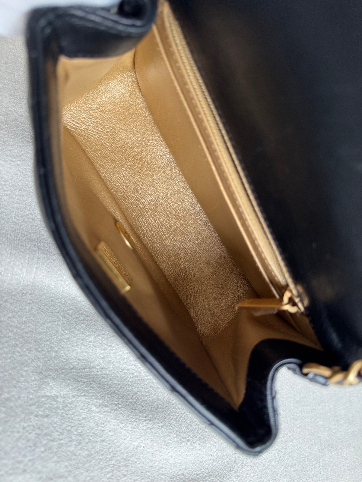 Chanel Classic Flap Lambskin Chain Shoulder Bag Crossbody Black Gold Women