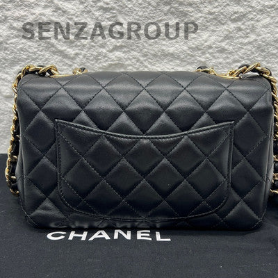 Chanel 21C Mini Classic Flap Black Gold Lambskin Chain Shoulder Bag
