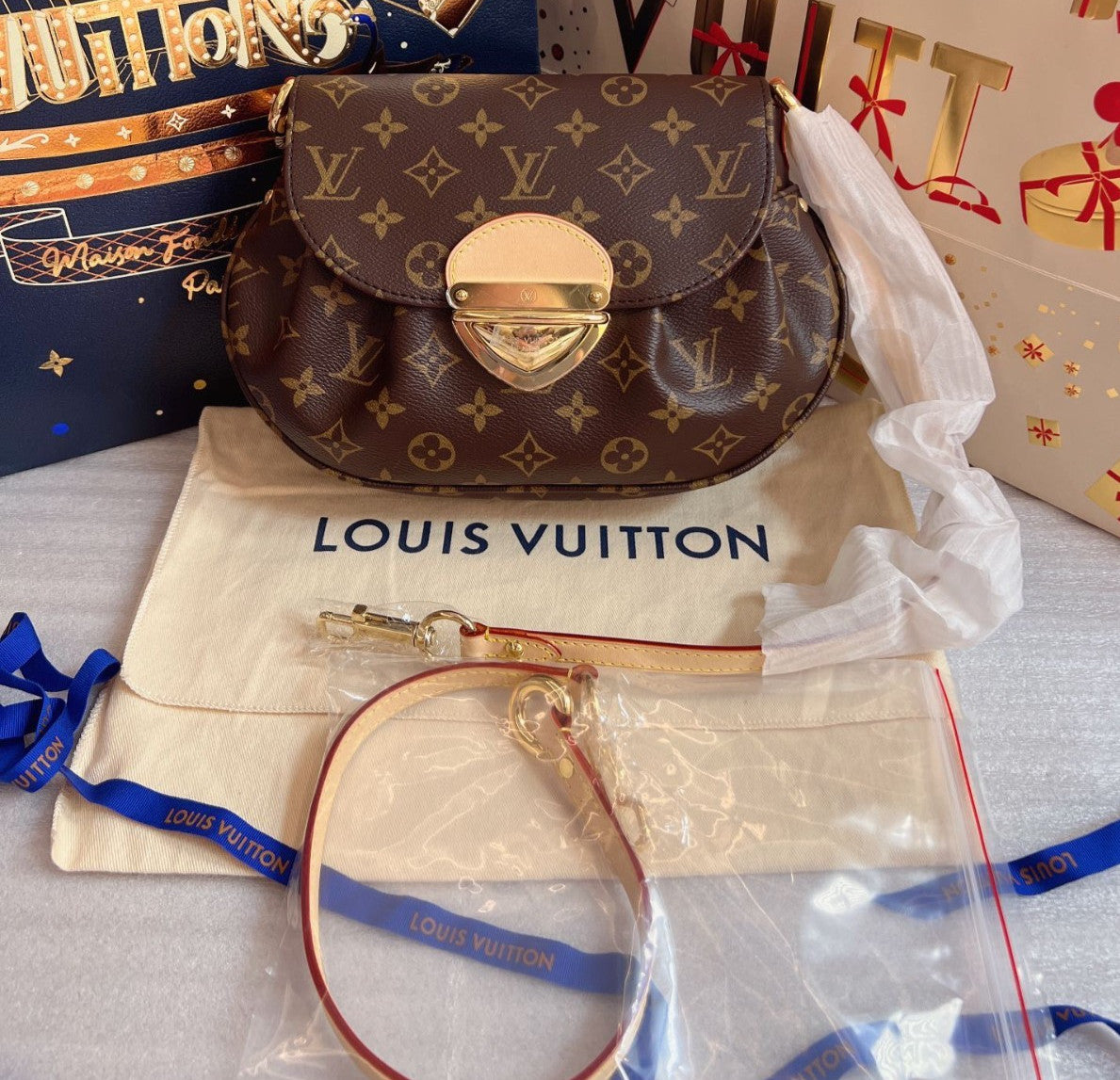 Louis Vuitton Sunset Monogram Shoulder Bag Brown Gold Used Women Classic