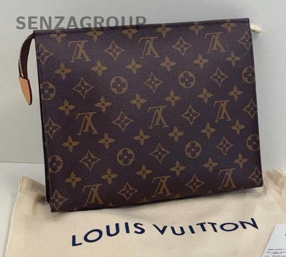 Louis Vuitton Monogram Clutch Handbag Toiletry bag Brown