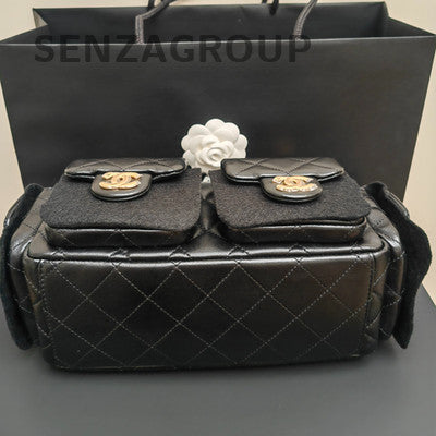 Chanel Quilted Black Gold Hobo Chain Shoulder Bag Small