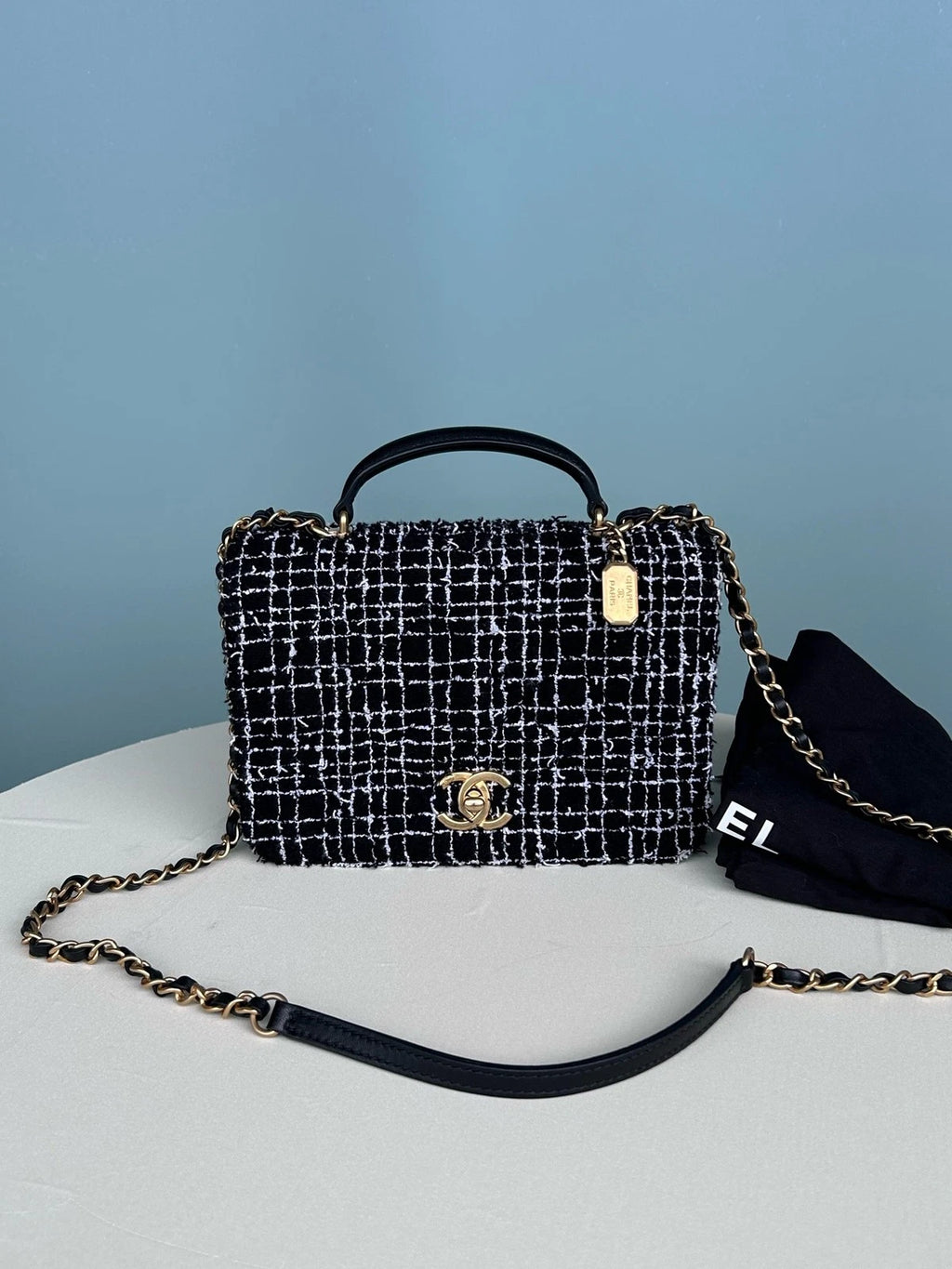 Chanel Small Business Top Handle Crossbody Bag Black Women Classic