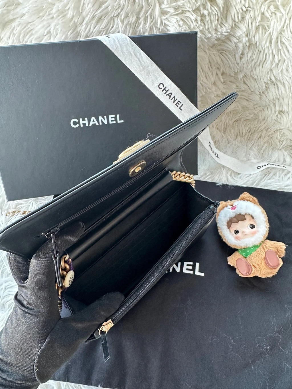 Authentic CHANEL LeBoy WOC Small Black Leather Crossbody For Women
