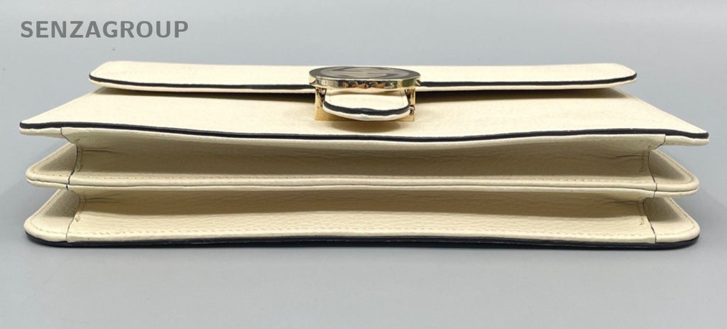Gucci Chain 2Way Shoulder Bag Crossbody Beige Gold Women Classic Designer