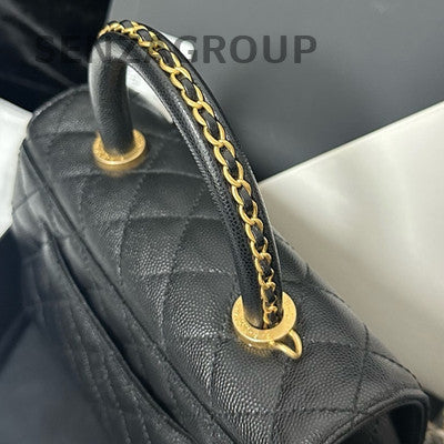 Chanel Coco Handle Black Caviar Small Quilted Chain Shoulder Bag