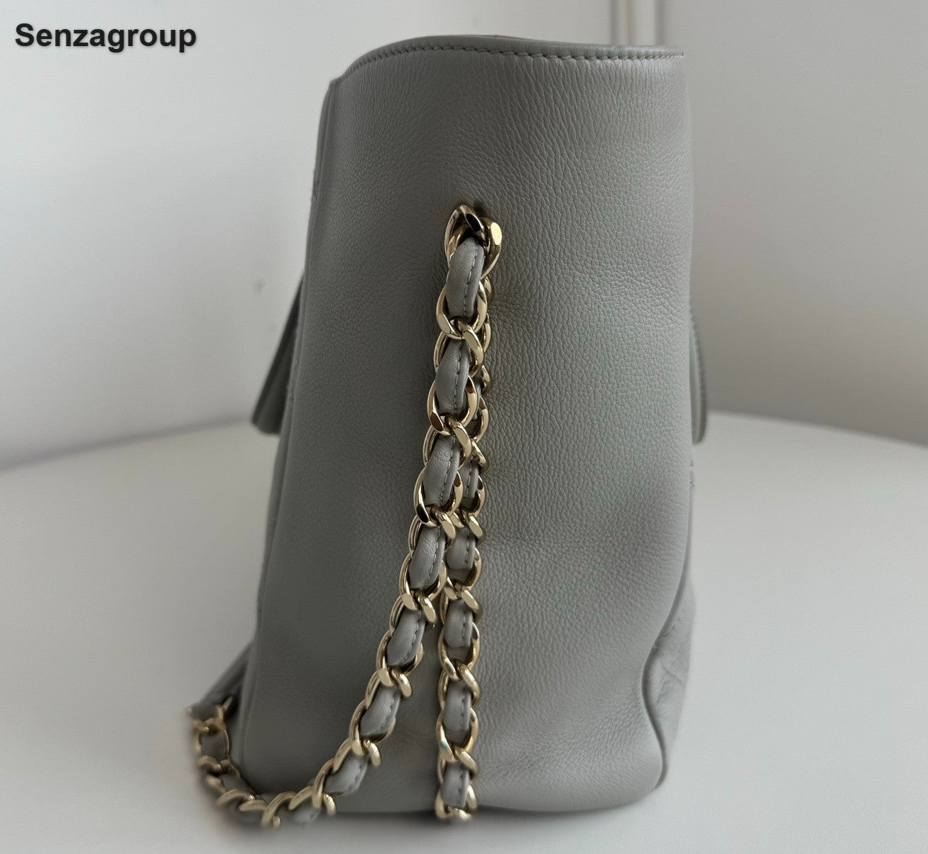 Chanel Diamond Tote Chain Top Handle Shoulder Bag Gray Silver Women Classic