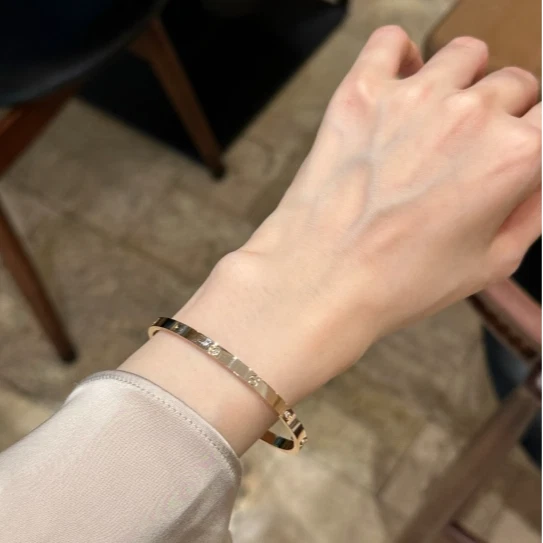 Cartier Love Small 3.6mm Bangle Bracelet 18k Rose/Pink Gold Single Screw Size19