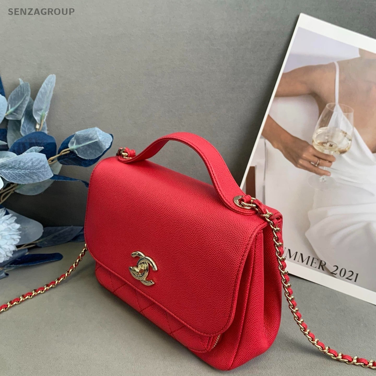 CHANEL Caviar  Top Handle 2way Shoulder bag Red Women