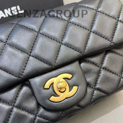 Chanel Black Caviar Gold Ball Mini Flap Bag Quilted Crossbody