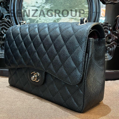 Chanel Black Silver CF Jumbo Chain Shoulder Crossbody Bag