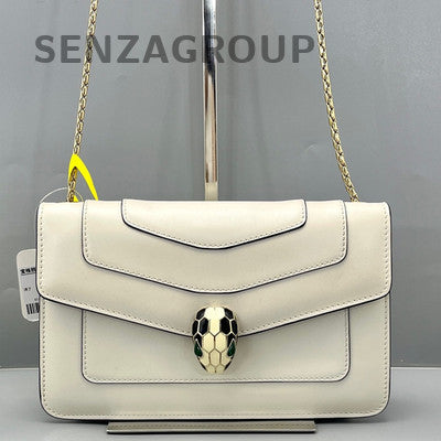 Bvlgari Serpenti Forever Small White Gold Chain Shoulder Bag Women Classic