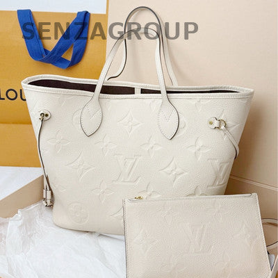 Louis Vuitton Neverfull PM Monogram Empreinte Leather Shoulder Bag - White Gold